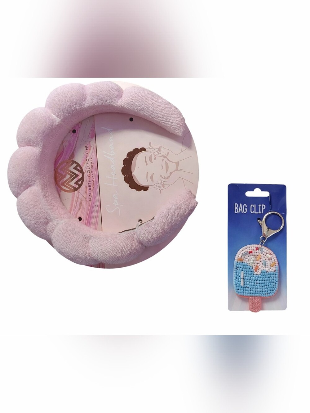 Macbeth Collection by Margaret Josephs Pink Spa Headband Bag Charm Bundle Beauty